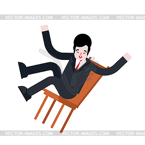 Balanced businessman on chair. Man balancing on - vector image