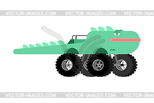 Monster Truck lizard. Cartoon car animal on big - vector clip art