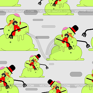 Snowman Zombie pattern seamless. Dead green - vector clip art