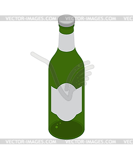 Green beer bottle . Isometric alcohol. illustrati - vector clipart