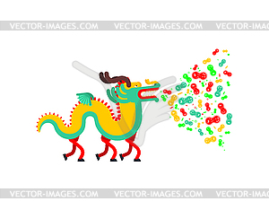 Chinese traditional dragon coughs with virus. - vector EPS clipart