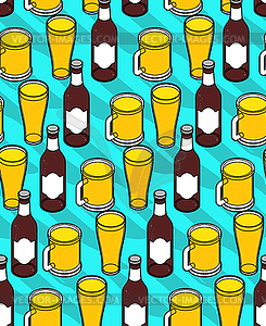 Bier Muster Nahtlos Bierkrug Und Flasche Textur Vektorisiertes Clip Art