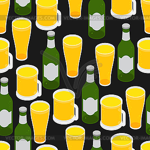 Bier Muster Nahtlos Bierkrug Und Flasche Textur Stock Vektor Clipart