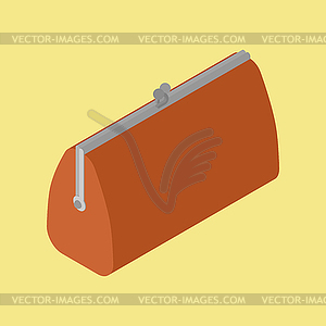 Retro Closed Wallet Isometric . Old purse. illust - vector clip art
