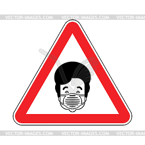 Attention Coronavirus. Warning red road sign. - vector clip art