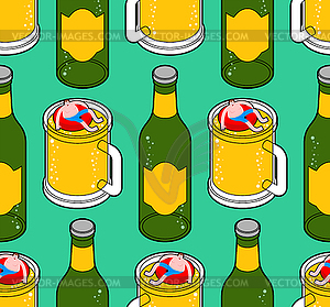 Alcoholic swim in beer pattern seamless. Man - vector image