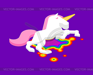 Dead unicorn. Blood rainbow. deceased magic horse. - vector image