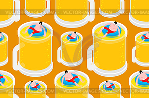 Alcoholic swim in beer pattern seamless. Man - stock vector clipart