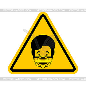 Attention Coronavirus. Warning yellow road sign. - vector clip art