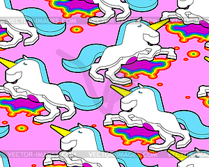 Dead unicorn pattern seamless. Blood rainbow - vector image