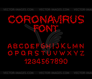 Coronavirus Font. bacteria letter. Epidemic - vector clipart
