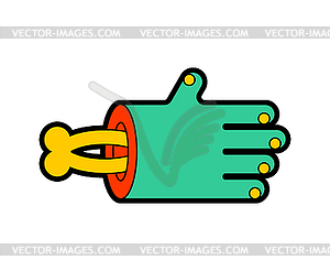 Zombie arm and bone . green hand of dead man. ill - vector image