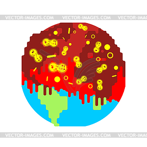 Planet is infected with coronavirus. Spread of - vector image
