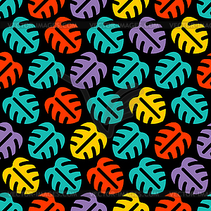 Colored tropical leaves pattern seamless. fabric - vector clipart