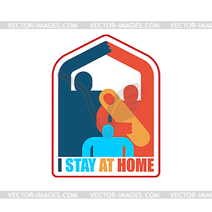 I stay at home. family is at home. Quarantine. - vector image