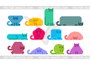 Geometric cat set. Square and round cats. Triangula - vector image