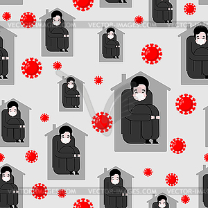 I stay at home pattern seamless. Quarantine City - vector clip art