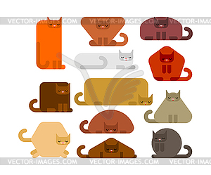 Geometric cat set. Square and round cats. Triangula - vector image