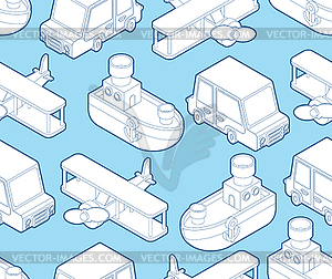 Toy transport cartoon style pattern seamless. Car - vector image