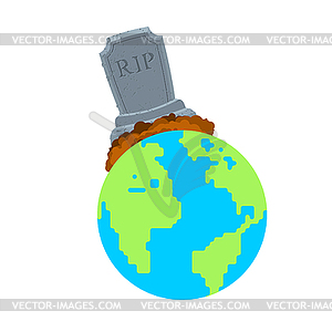 Gravestone on planet Earth. Dead earth. No life, - vector clipart