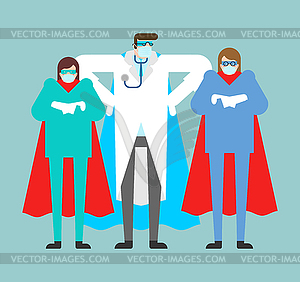 Doctor superhero. Doc is real super hero. Medical - stock vector clipart