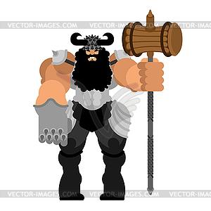 Battle gnome. Viking with beard - vector clipart