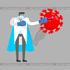 Doctor fight coronavirus. Health protection. fight  - vector clipart