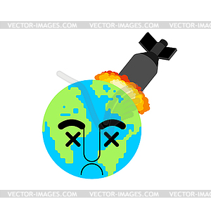 Bomb in planet earth. World explosion - vector clipart