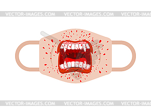 Protective mask template with vampire mouth. - vector clipart