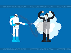 Disinfection coronavirus in human. Disinfectant - vector image