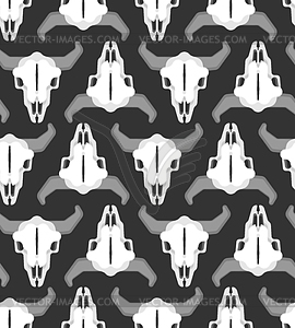 Skull cow pattern seamless. Skeleton head of bull - vector image