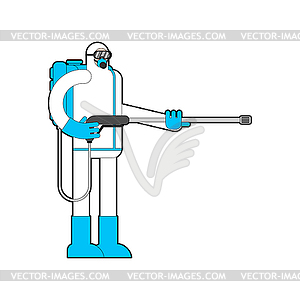 Disinfector . Disinfection coronavirus. Disinfectan - vector clip art