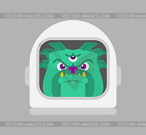 Three-eyed alien dog . Space Pet - vector clipart