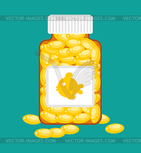 Fish oil bottle and capsule  - vector clipart