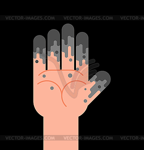 Dirty hand . Fingers in mud - royalty-free vector image