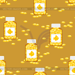 Fish oil bottle and capsule pattern seamless. - vector clipart