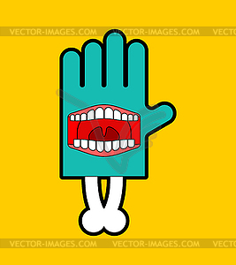 Zombie Hand with mouth . mouth on palm illustrati - vector EPS clipart