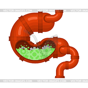 Metal stomach and intestines. Robotic internal - vector image