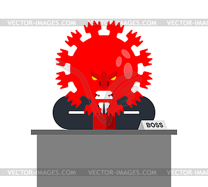 Coronavirus boss . Infection COVID-19 businessman. - vector clipart