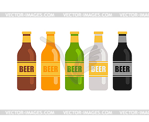 Beer bottle set of different colors - vector clipart