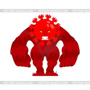 Angry Coronavirus monster. Virus molecule. - vector clipart