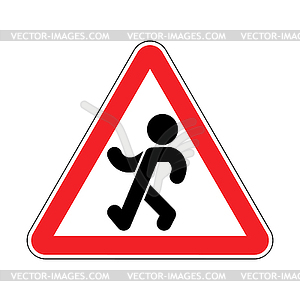 Attention Stroll. Warning red road sign. Caution - vector image