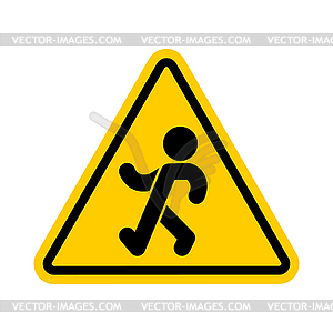 Attention Stroll. Warning yellow road sign. - vector image