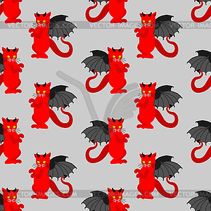 Devil cat pattern seamless. Satan pet background. - vector image
