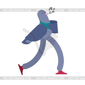 Walking pigeon. dove walk. Cartoon City bird goes - vector image