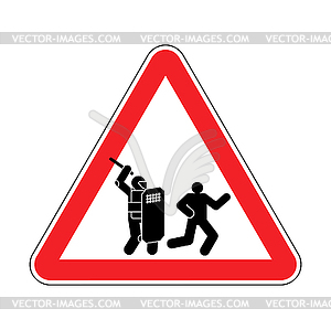 Attention police arbitrariness. Warning red road - vector clipart / vector image