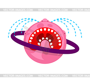 Planet is crying. planet is in pain - vector clipart