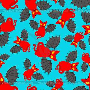 Devil cat pattern seamless. Satan pet background. - vector clip art