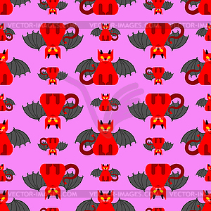 Devil cat pattern seamless. Satan pet background. - vector image