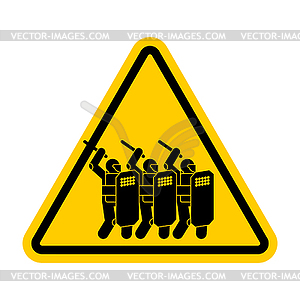 Attention police arbitrariness. Warning yellow - vector clip art